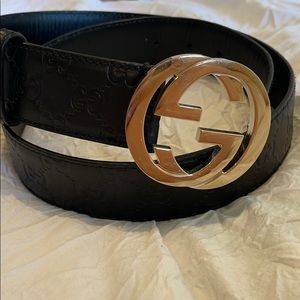 Silver and Black Authentic Gucci Belt